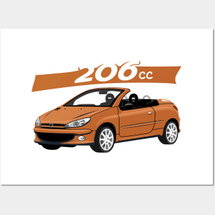 City car 206 cc Coupe Cabriolet france orange Posters and Art